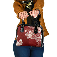 Tonga Ngatu Motifs Shoulder Handbag With Coat Of Arms Red LT05 One Size Red - Polynesian Pride