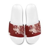 Tonga Ngatu Motifs Slide Sandals With Coat Of Arms Red