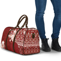 Tonga Ngatu Motifs Travel Bag With Coat Of Arms Red LT05 - Polynesian Pride