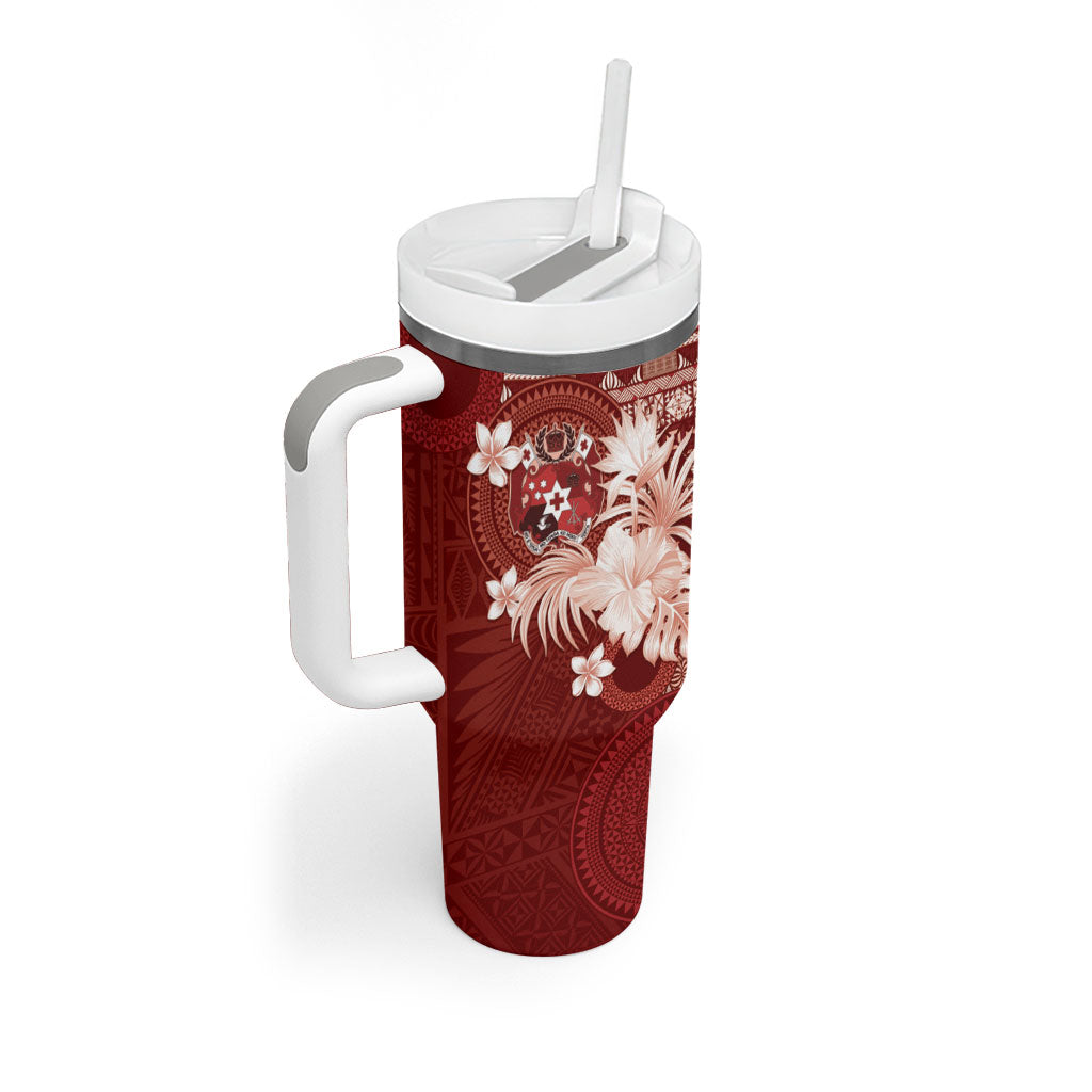 Tonga Ngatu Motifs Tumbler With Handle With Coat Of Arms Red