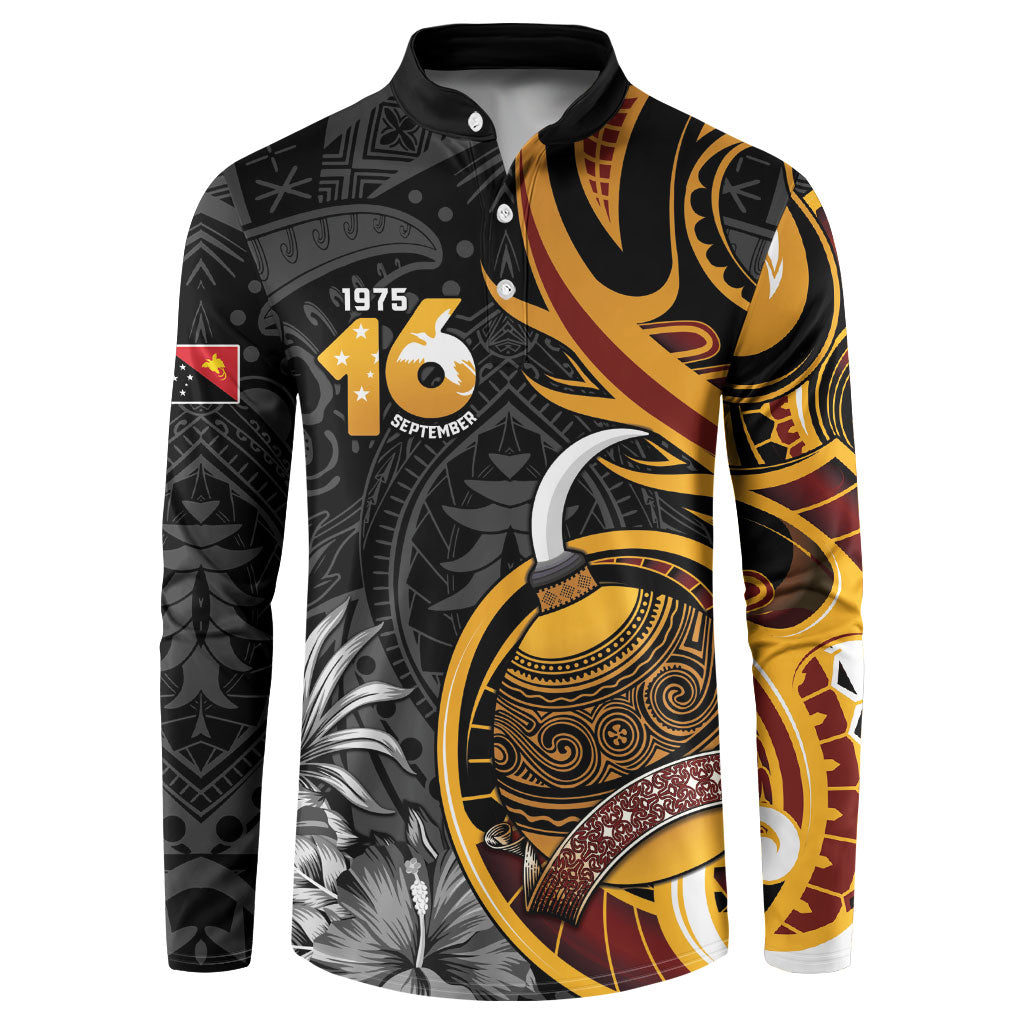 Personalised Papua New Guinea Button Sweatshirt Happy Independence Day LT05 Black - Polynesian Pride