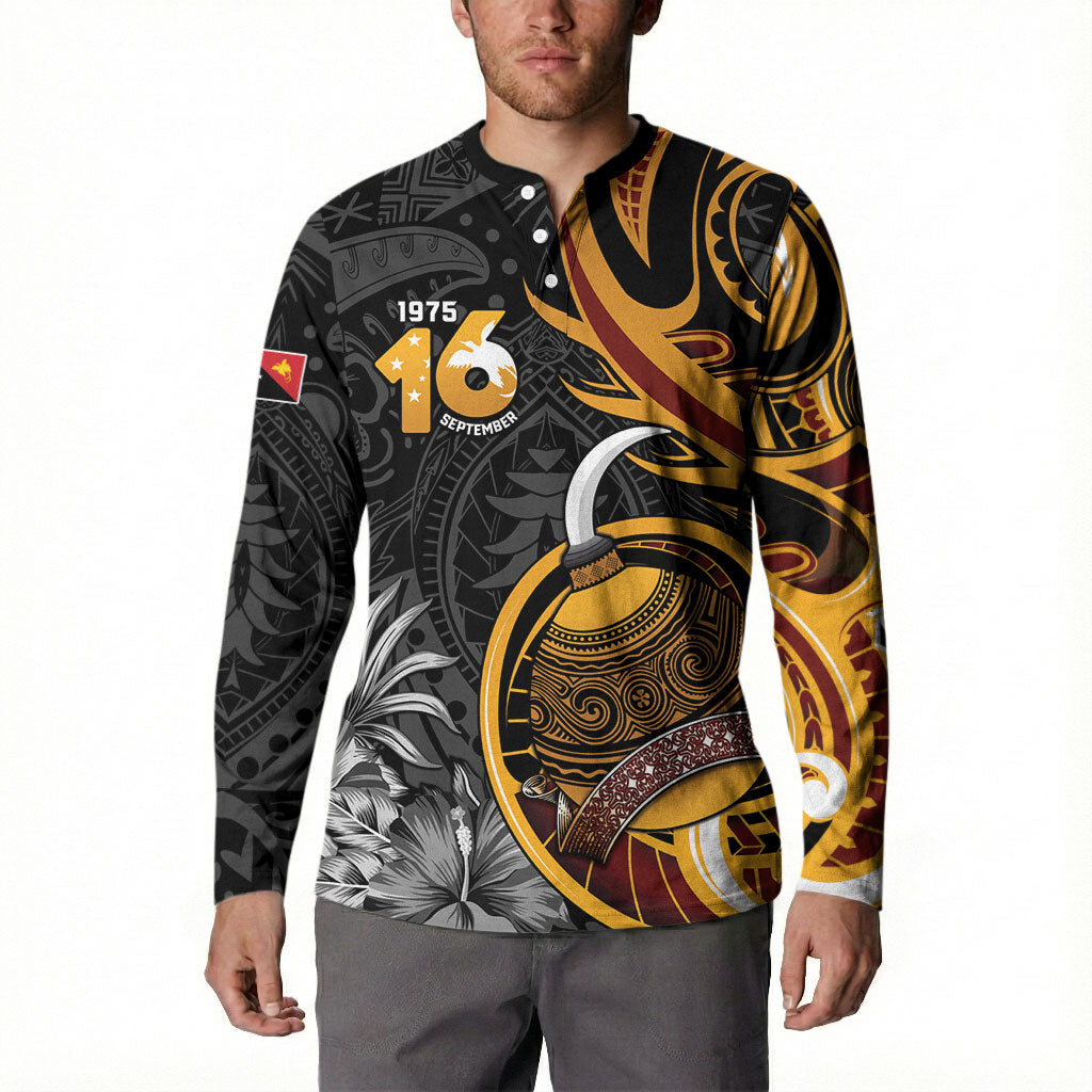 Personalised Papua New Guinea Button Sweatshirt Happy Independence Day LT05 - Polynesian Pride