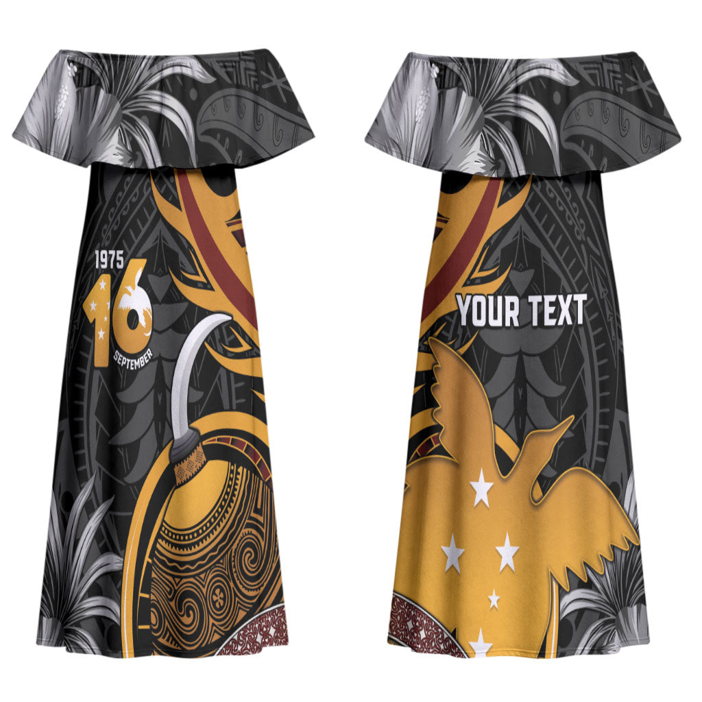 Personalised Papua New Guinea Couples Matching Off Shoulder Maxi Dress and Hawaiian Shirt Happy Independence Day LT05 - Polynesian Pride