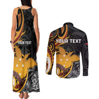Personalised Papua New Guinea Couples Matching Tank Maxi Dress and Long Sleeve Button Shirt Happy 50th Independence Anniversary LT05 - Polynesian Pride