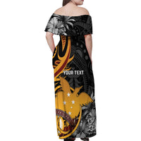 Personalised Papua New Guinea Family Matching Off Shoulder Maxi Dress and Hawaiian Shirt Happy 50th Independence Anniversary LT05 - Polynesian Pride