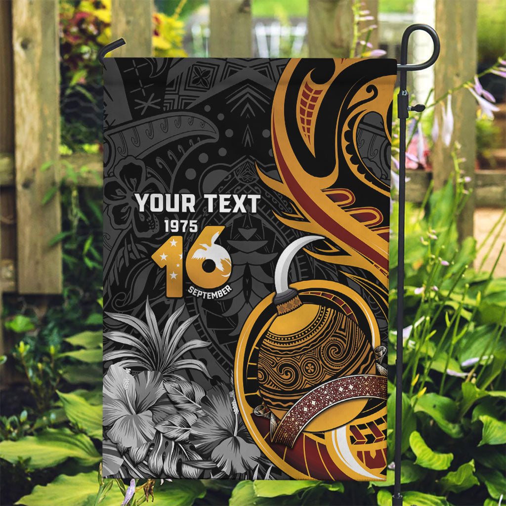 Personalised Papua New Guinea Garden Flag Happy Independence Day LT05 Garden Flag Black - Polynesian Pride
