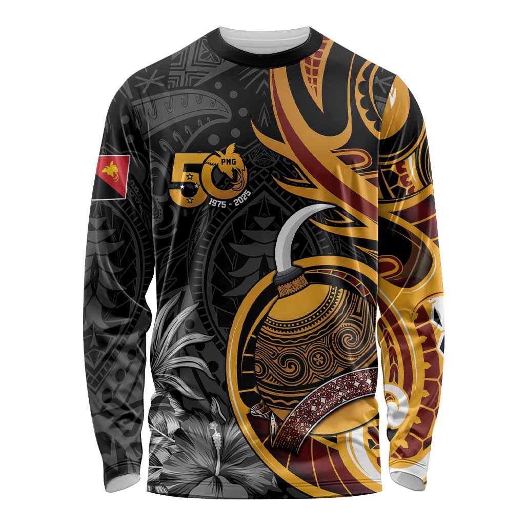 Personalised Papua New Guinea Long Sleeve Shirt Happy 50th Independence Anniversary - Polynesian Pride