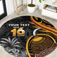 Personalised Papua New Guinea Round Carpet Happy Independence Day LT05 Black - Polynesian Pride