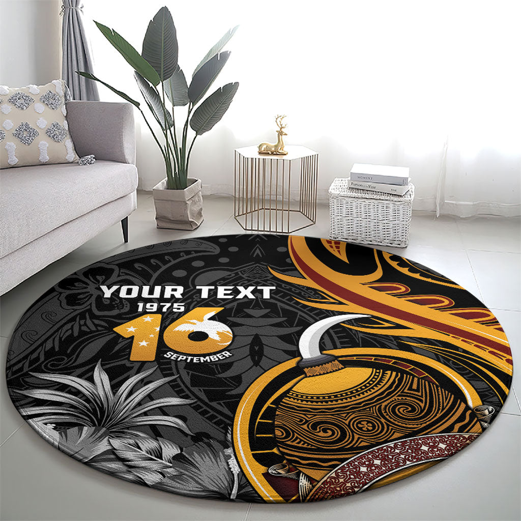 Personalised Papua New Guinea Round Carpet Happy Independence Day LT05 - Polynesian Pride