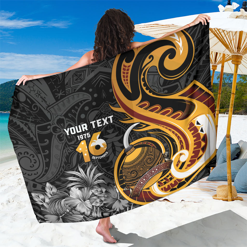 Personalised Papua New Guinea Sarong Happy Independence Day LT05 One Size 44 x 66 inches Black - Polynesian Pride