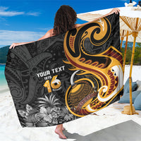 Personalised Papua New Guinea Sarong Happy Independence Day LT05 One Size 44 x 66 inches Black - Polynesian Pride