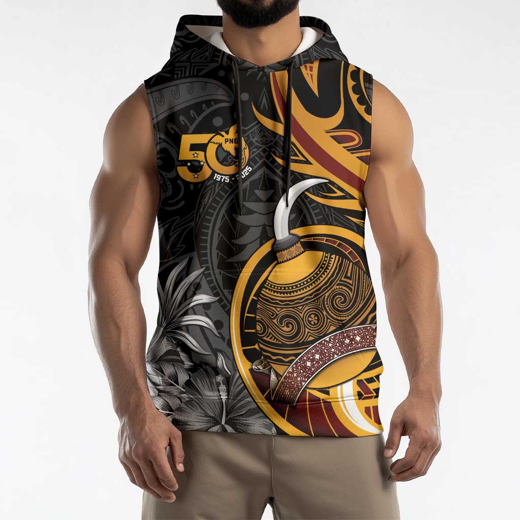 Papua New Guinea Sleeveless Hoodie Happy 50th Independence Anniversary - Polynesian Pride