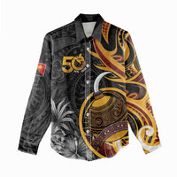 Personalised Papua New Guinea Women Casual Shirt Happy 50th Independence Anniversary LT05 - Polynesian Pride