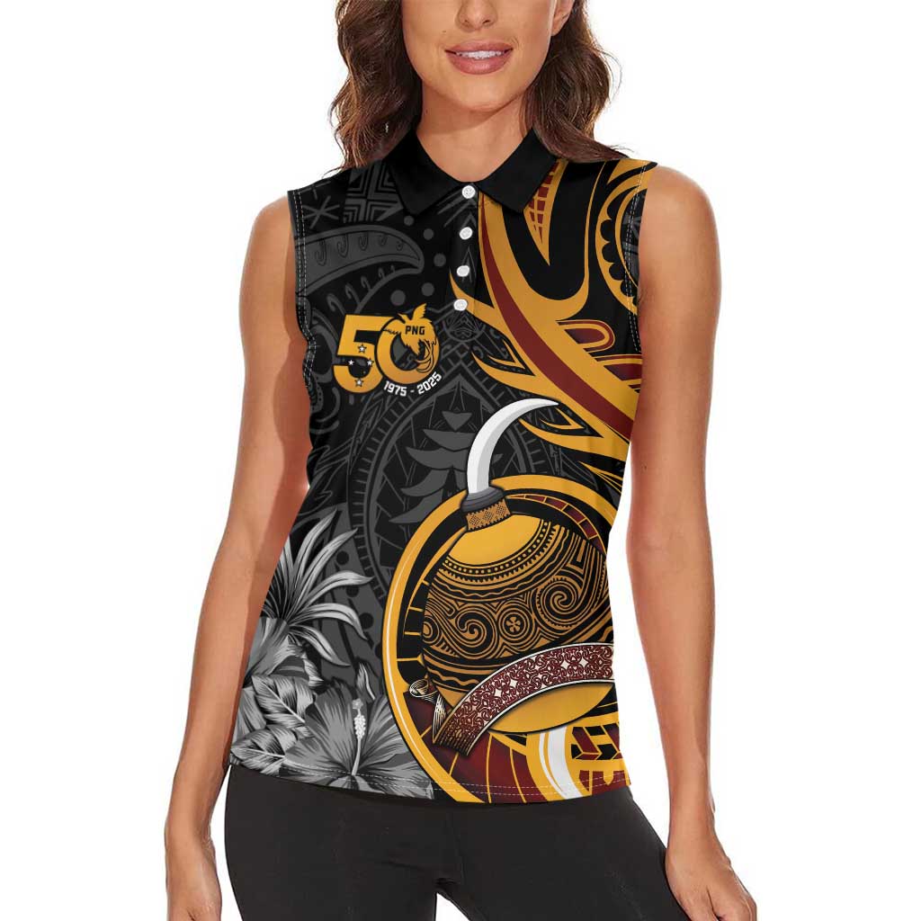 Personalised Papua New Guinea Women Sleeveless Polo Shirt Happy 50th Independence Anniversary LT05 - Polynesian Pride