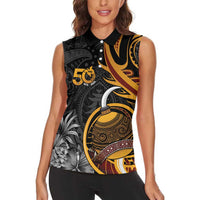 Personalised Papua New Guinea Women Sleeveless Polo Shirt Happy 50th Independence Anniversary LT05 - Polynesian Pride