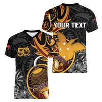 Personalised Papua New Guinea Women V-Neck T-Shirt Happy 50th Independence Anniversary LT05 - Polynesian Pride