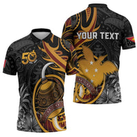 Papua New Guinea Zipper Polo Shirt Happy 50th Independence Anniversary - Polynesian Pride