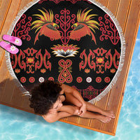 Papua Batik Motif Beach Blanket Papua Spirit Black Version - Polynesian Pride