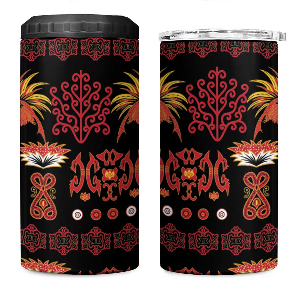 Papua Batik Motif 4 in 1 Can Cooler Tumbler Papua Spirit Black Version LT05 One Size: 16 oz Black - Polynesian Pride