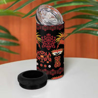 Papua Batik Motif 4 in 1 Can Cooler Tumbler Papua Spirit Black Version LT05 - Polynesian Pride