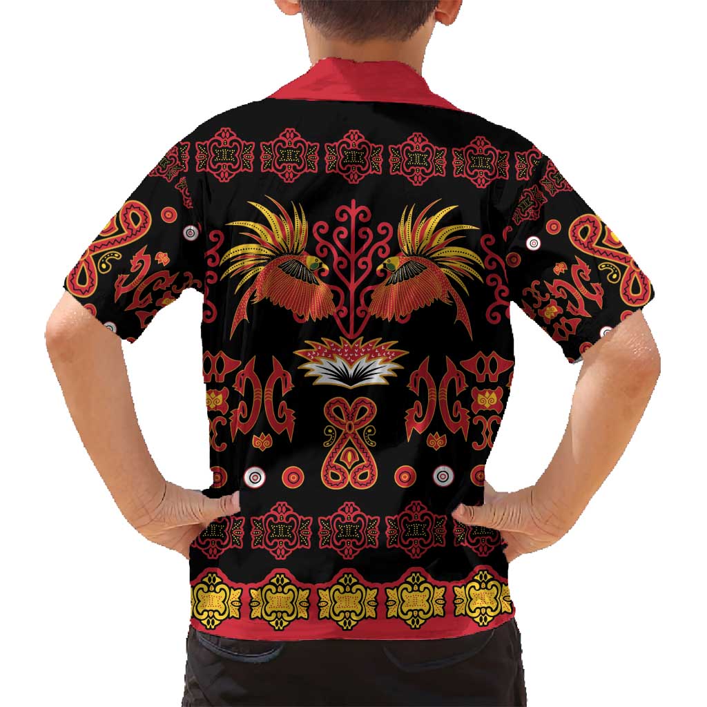 Papua Batik Motif Family Matching Long Sleeve Bodycon Dress and Hawaiian Shirt Papua Spirit Black Version LT05 - Polynesian Pride