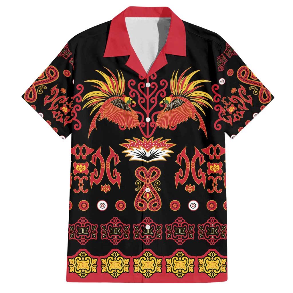 Papua Batik Motif Family Matching Long Sleeve Bodycon Dress and Hawaiian Shirt Papua Spirit Black Version LT05 Dad's Shirt - Short Sleeve Black - Polynesian Pride