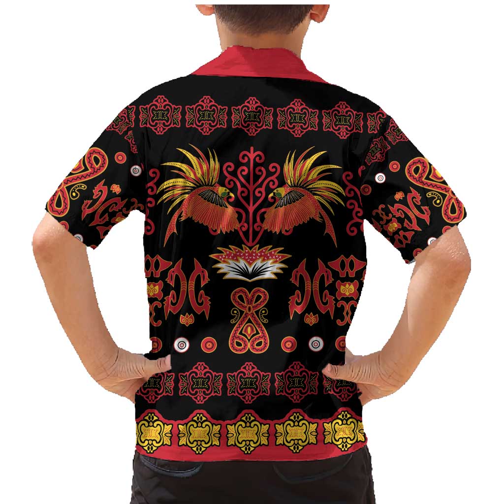 Papua Batik Motif Family Matching Mermaid Dress and Hawaiian Shirt Papua Spirit Black Version LT05 - Polynesian Pride