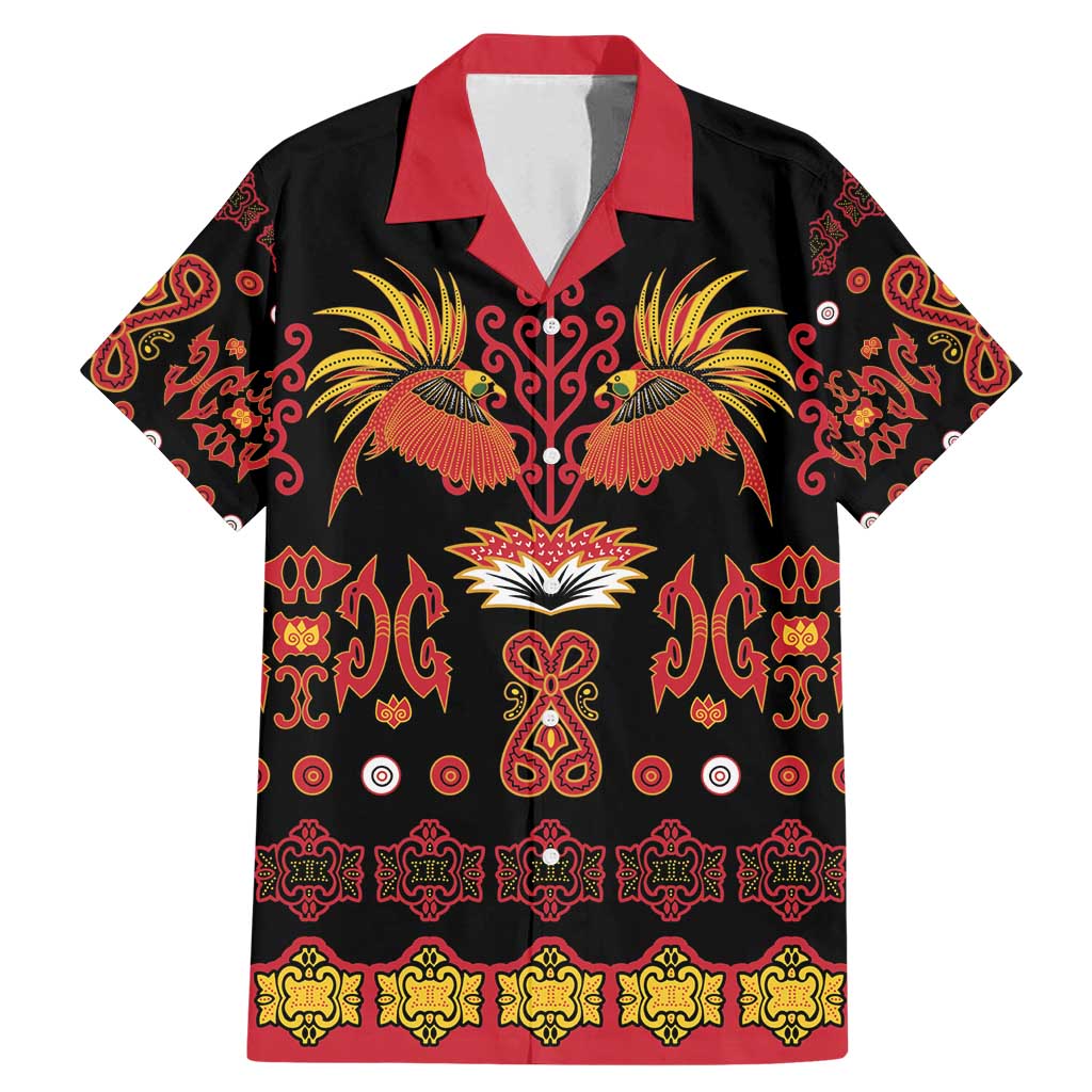 Papua Batik Motif Family Matching Mermaid Dress and Hawaiian Shirt Papua Spirit Black Version LT05 Dad's Shirt - Short Sleeve Black - Polynesian Pride