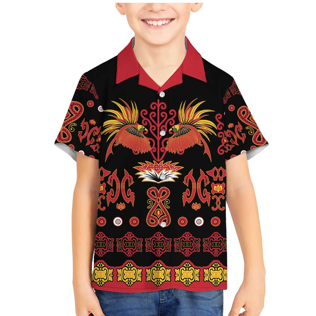 Papua Batik Motif Family Matching Mermaid Dress and Hawaiian Shirt Papua Spirit Black Version LT05 Son's Shirt Black - Polynesian Pride
