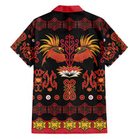 Papua Batik Motif Family Matching Off The Shoulder Long Sleeve Dress and Hawaiian Shirt Papua Spirit Black Version - Polynesian Pride