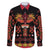 Papua Batik Motif Family Matching Off The Shoulder Long Sleeve Dress and Hawaiian Shirt Papua Spirit Black Version - Polynesian Pride