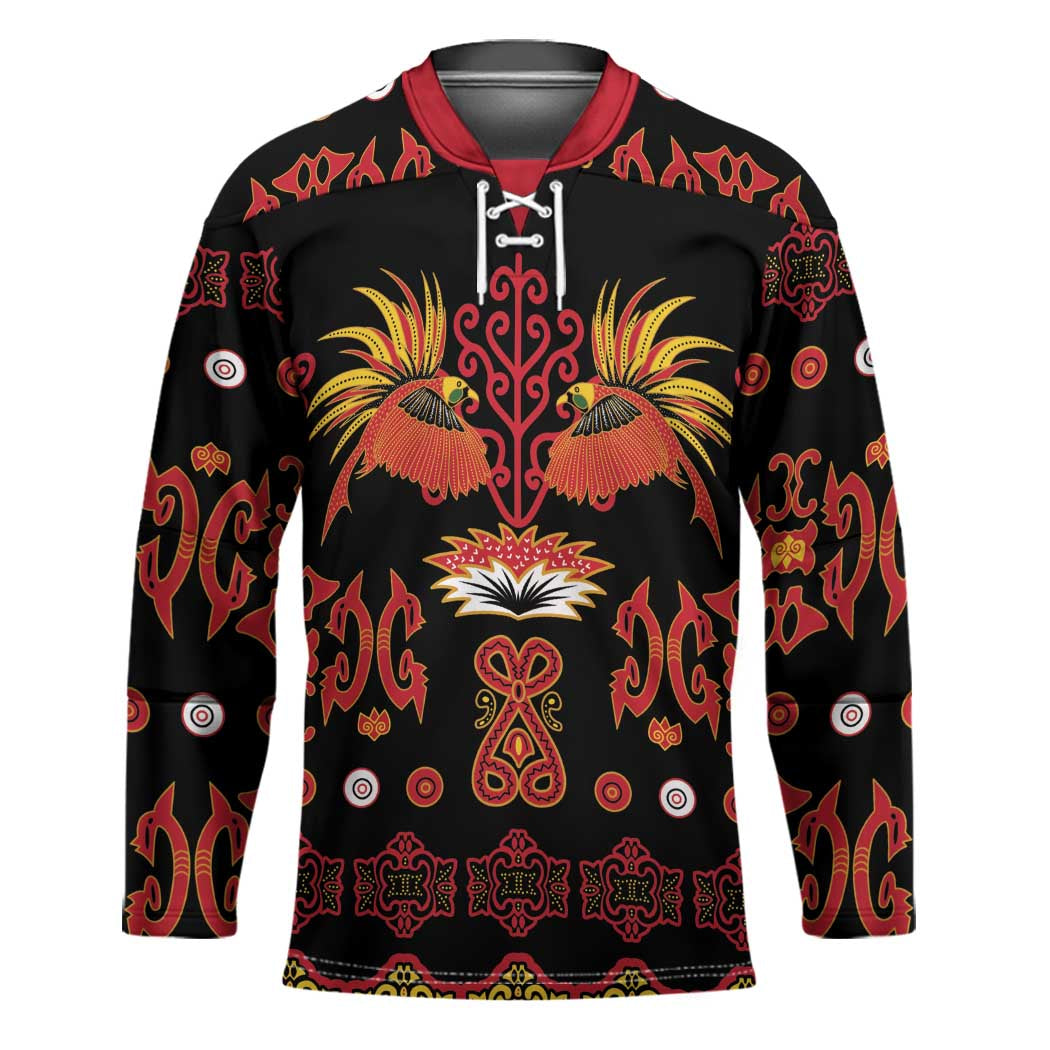 Papua Batik Motif Hockey Jersey Papua Spirit Black Version - Polynesian Pride