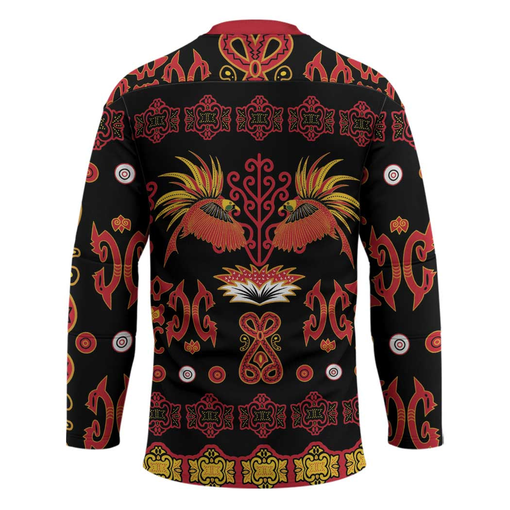 Papua Batik Motif Hockey Jersey Papua Spirit Black Version - Polynesian Pride