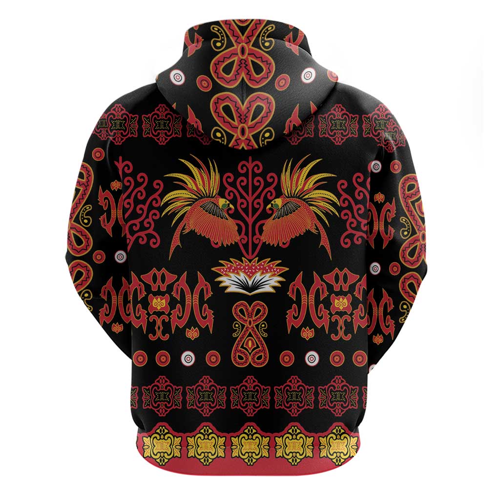 Papua Batik Motif Hoodie Papua Spirit Black Version - Polynesian Pride