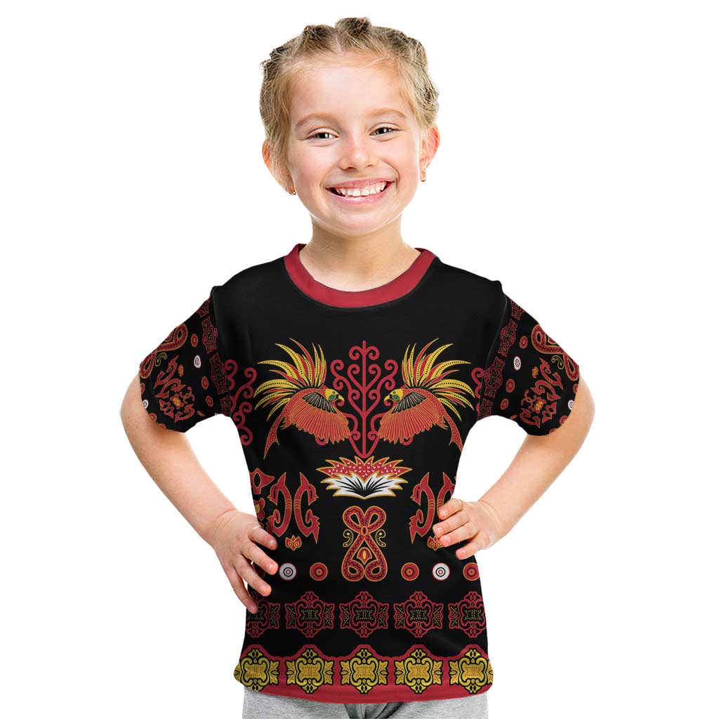 Papua Batik Motif Kid T Shirt Papua Spirit Black Version LT05 Black - Polynesian Pride