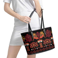 Papua Batik Motif Leather Tote Bag Papua Spirit Black Version - Polynesian Pride