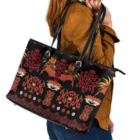 Papua Batik Motif Leather Tote Bag Papua Spirit Black Version - Polynesian Pride