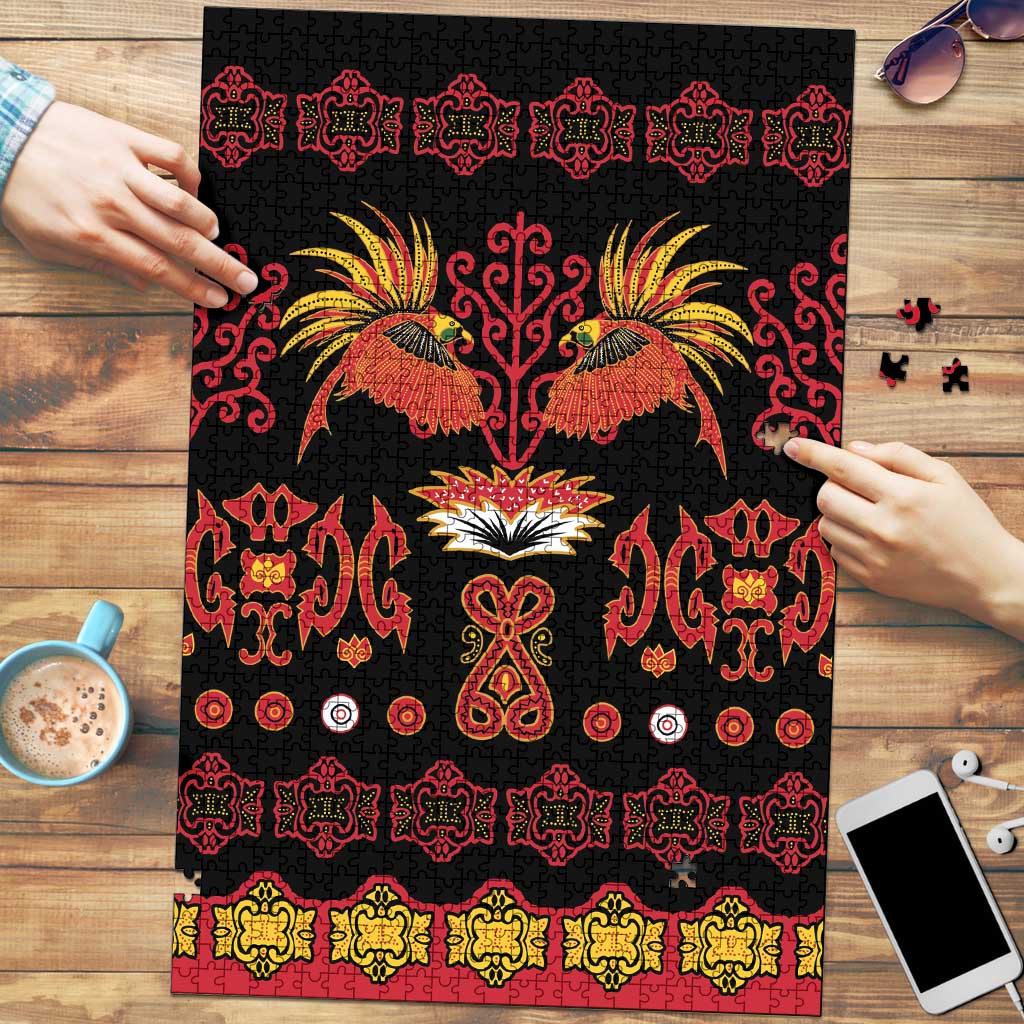 Papua Batik Motif Puzzle Papua Spirit Black Version LT05 Black - Polynesian Pride