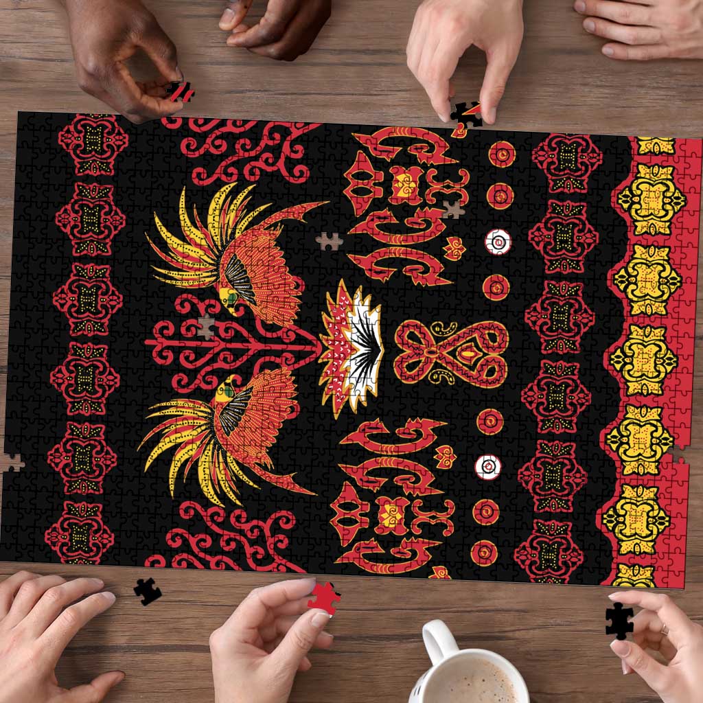 Papua Batik Motif Puzzle Papua Spirit Black Version LT05 - Polynesian Pride