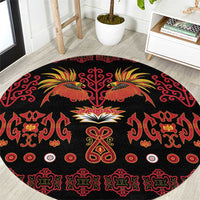 Papua Batik Motif Round Carpet Papua Spirit Black Version LT05 Black - Polynesian Pride