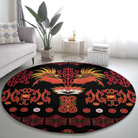 Papua Batik Motif Round Carpet Papua Spirit Black Version LT05 - Polynesian Pride