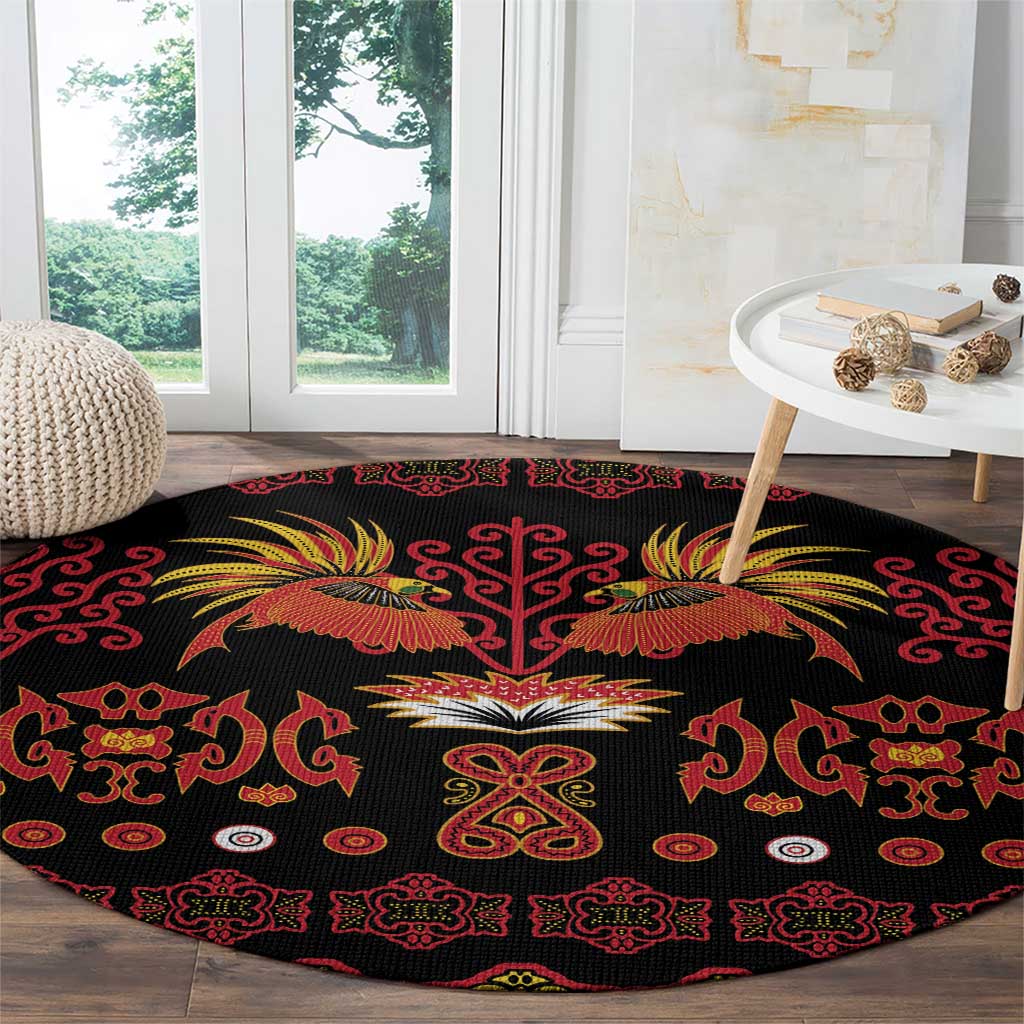 Papua Batik Motif Round Carpet Papua Spirit Black Version LT05 - Polynesian Pride