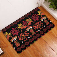 Papua Batik Motif Rubber Doormat Papua Spirit Black Version - Polynesian Pride
