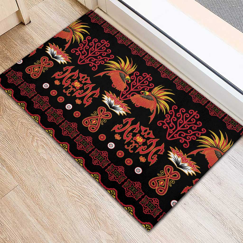 Papua Batik Motif Rubber Doormat Papua Spirit Black Version - Polynesian Pride
