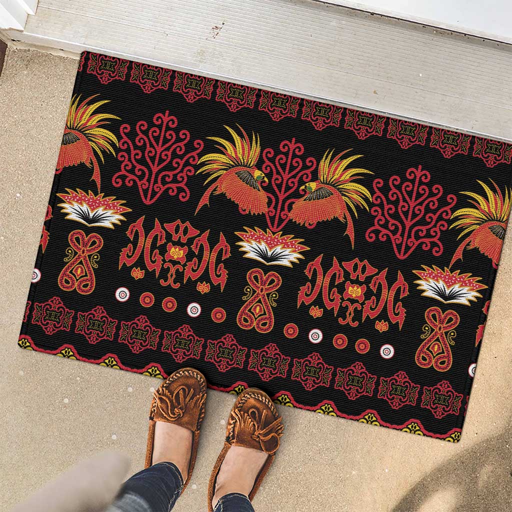 Papua Batik Motif Rubber Doormat Papua Spirit Black Version - Polynesian Pride