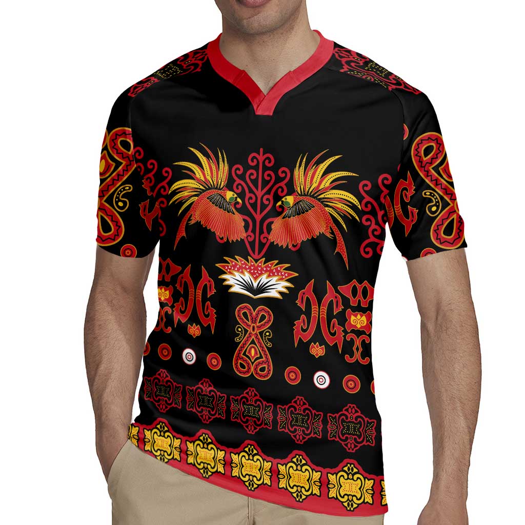 Papua Batik Motif Rugby Jersey Papua Spirit Black Version - Polynesian Pride