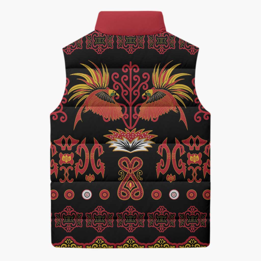 Papua Batik Motif Sleeveless Puffer Jacket Papua Spirit Black Version - Polynesian Pride