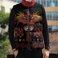 Papua Batik Motif Sleeveless Puffer Jacket Papua Spirit Black Version - Polynesian Pride