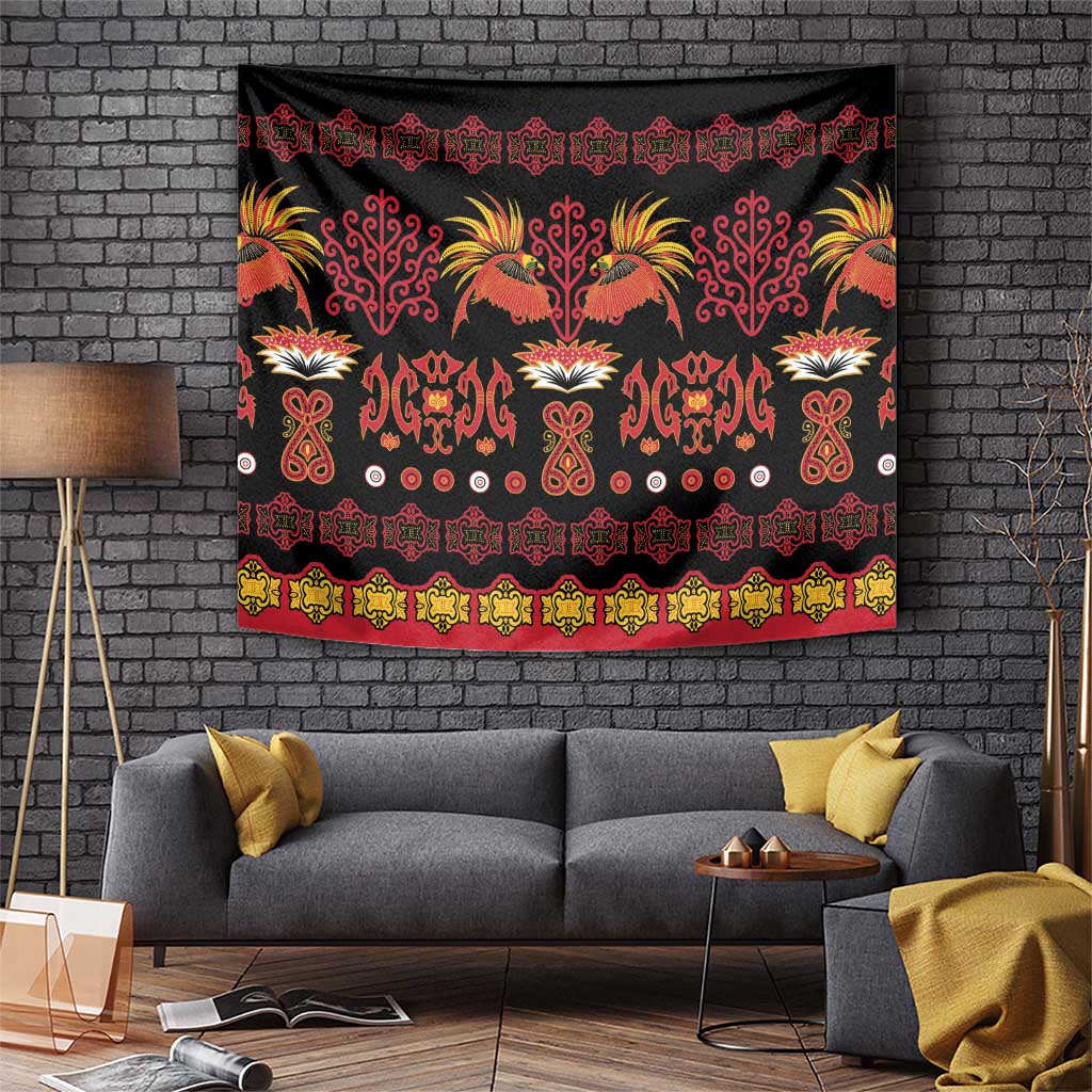 Papua Batik Motif Tapestry Papua Spirit Black Version - Polynesian Pride