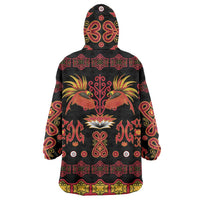 Papua Batik Motif Wearable Blanket Hoodie Papua Spirit Black Version - Polynesian Pride